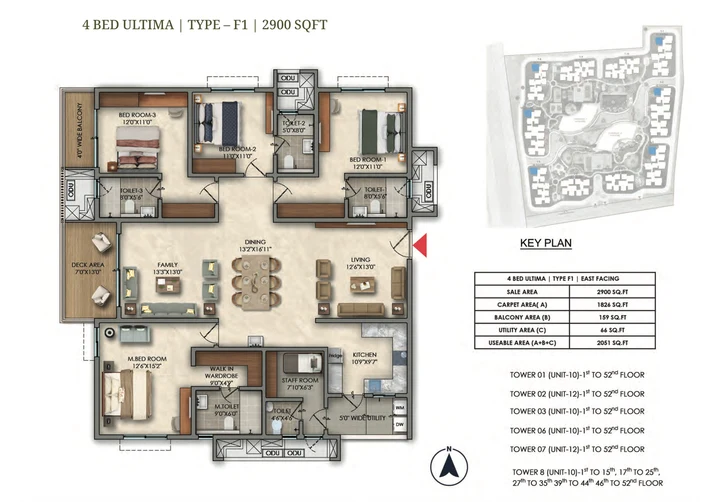 4 BHK Ultima F1 floor plan